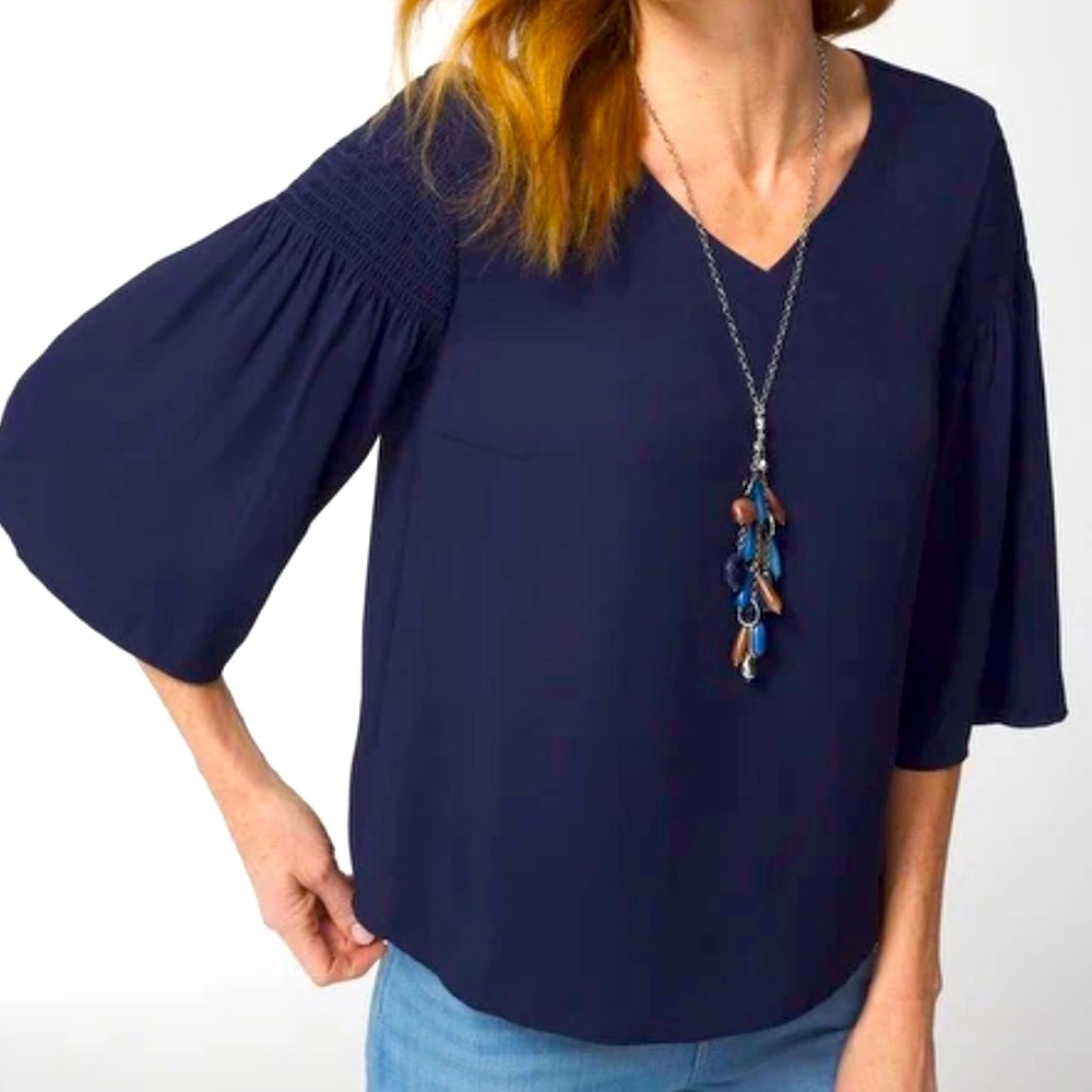 114. Chico's Smocked Flare Sleeves Blouse